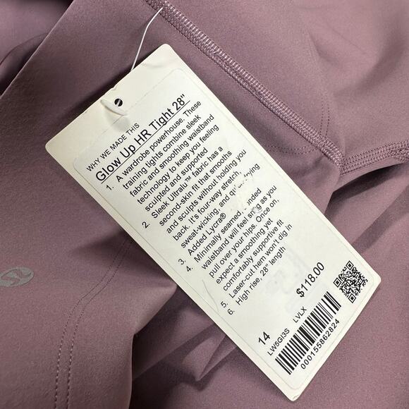 Lululemon Glow Up Super-High-Rise Tight 28" Lavender Lux Women's Size 14 NWT - Picture 8 of 12